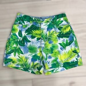 Gloria Vanderbilt Jeans Co Women's High Waist Shorts Tropical Leaf Print Size 12